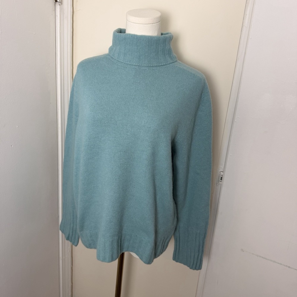 Inlayment Blue Wool Cashmere Blend Long Sleeve Turtleneck Sweater Sz M